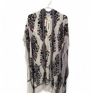 Steve Madden Sheer Kimono with Black and Brown Pattern